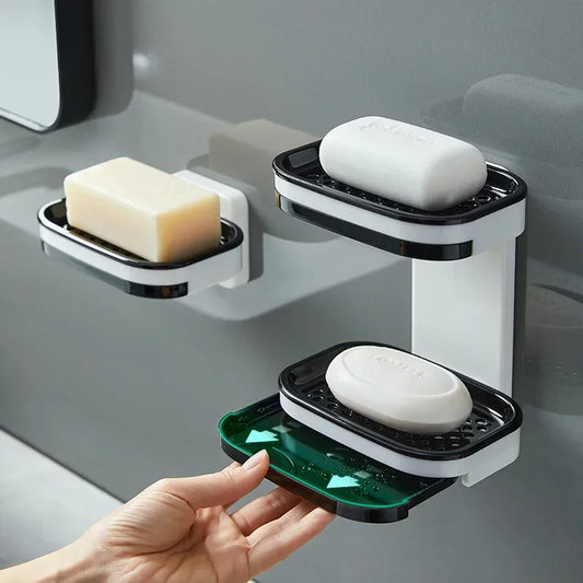 2 In 1 Self Adhesive Wall Mounted Double Soap Holder