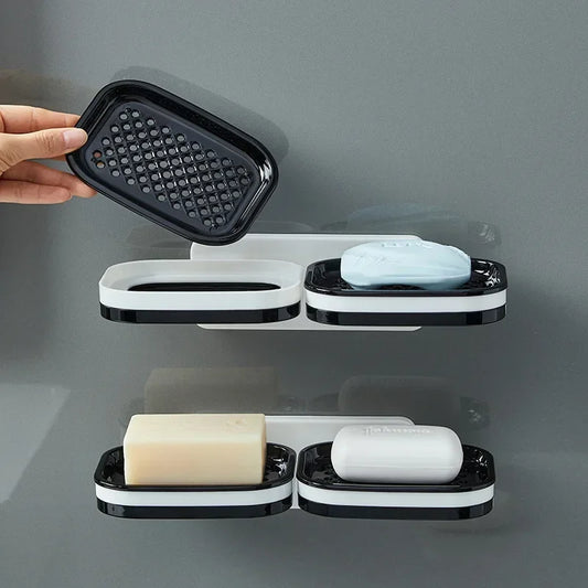2 In 1 Self Adhesive Wall Mounted Double Soap Holder